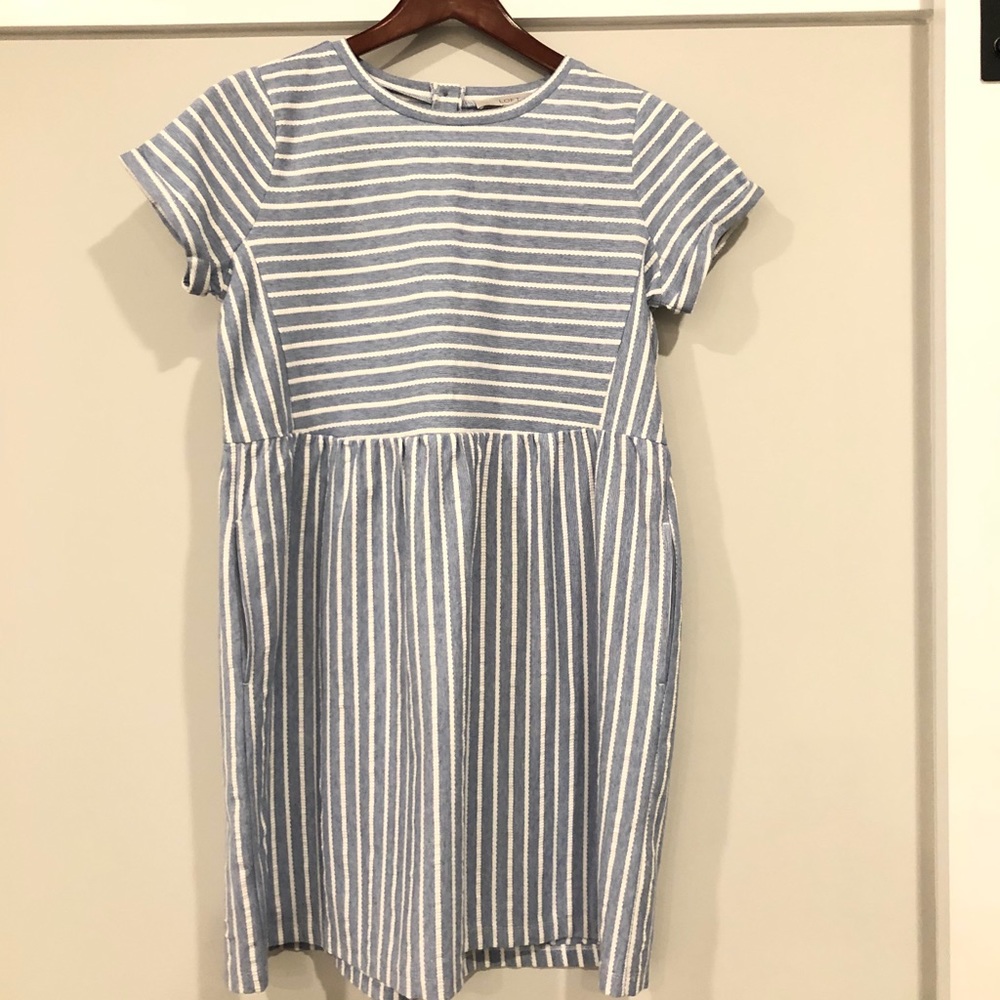 NWT! LOFT Blue Chambray and White Stripe Dress